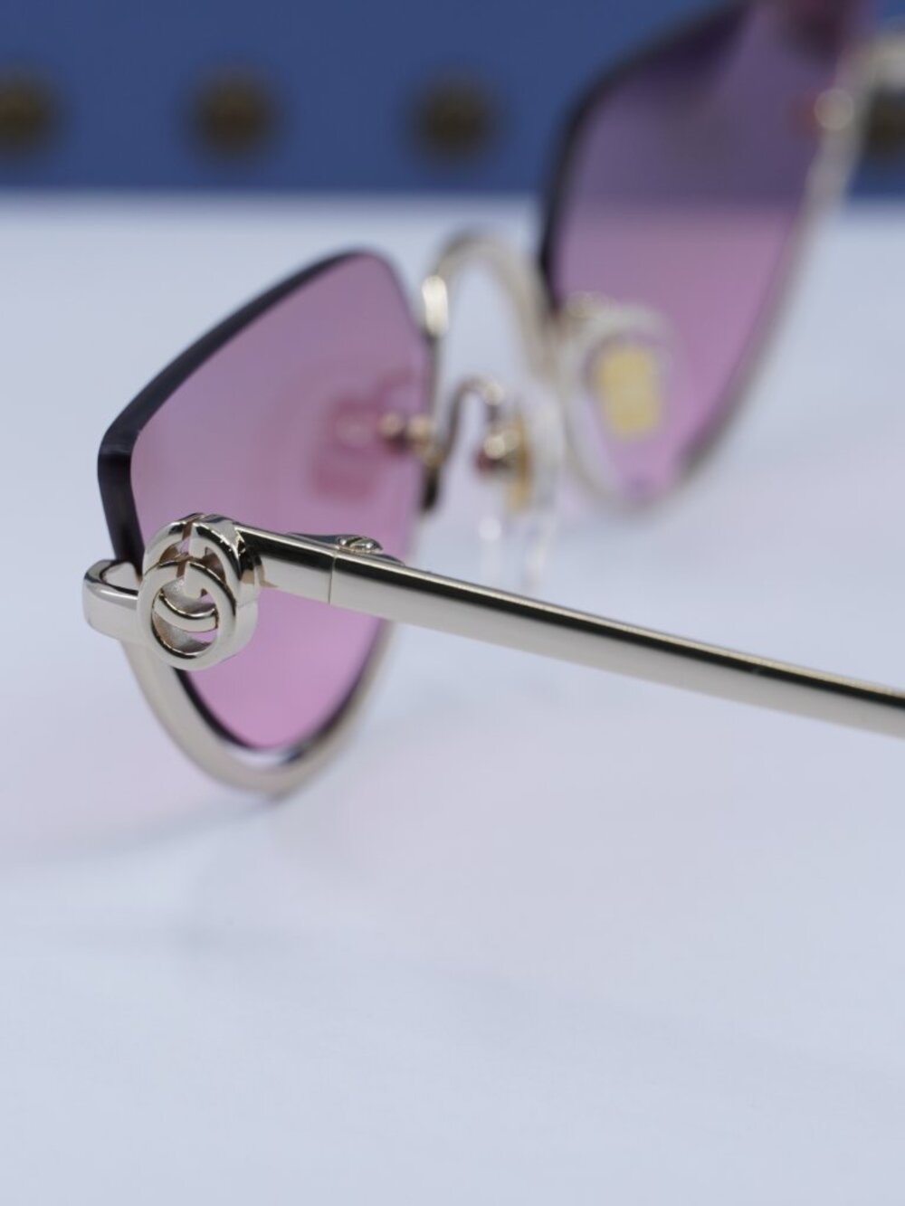 Gucci GG1603S 003 Cat Eye Sunglasses - Gold/Mirrored Violet - Picture 6 of 15